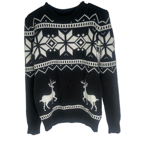 Women's size medium Black & White Holiday Crew Neck Sweater